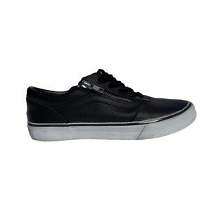 Vans Womens Old Skool Zip Perforated Black Leather 721277 Sneakers Sz 8